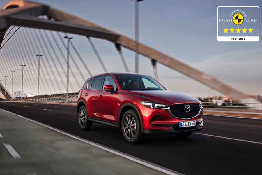 Novo Mazda CX-5 com avaliação máxima  de 5 estrelas nos testes de segurança  da Euro NCAP