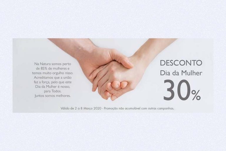 Natura celebra o Dia da Mulher com a oferta de 30% em todos os artigos em loja