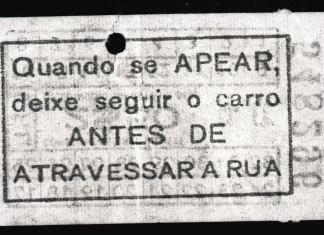 Julião Sarmento e Pedro A.H. Paixão em exposição no Centro Internacional das Artes José de Guimarães Julião Sarmento. Tapeçaria (Bilhete de Eléctrico), 1969/2018. Cortesia do artista