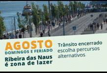 Lisboa, Ribeira das Naus sem trânsito em agosto