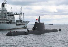 Submarino Tridente palco de exercício de salvamento inédito, na Base Naval de Lisboa submarino Tridente e exercício inédito