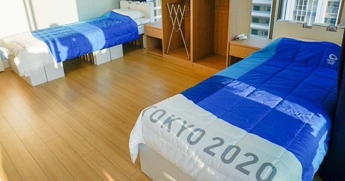 Jogos Olímpicos com camas de cartão