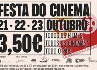 Os bilhetes de cinema a três euros e meio estão de volta, é a Festa do Cinema! Festa do Cinema
