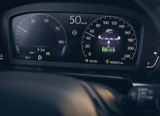 Honda híbrido: 25 anos de inovação culminam na tecnologia e:HEV Painel de instrumentos digital de um Honda híbrido com tecnologia e:HEV