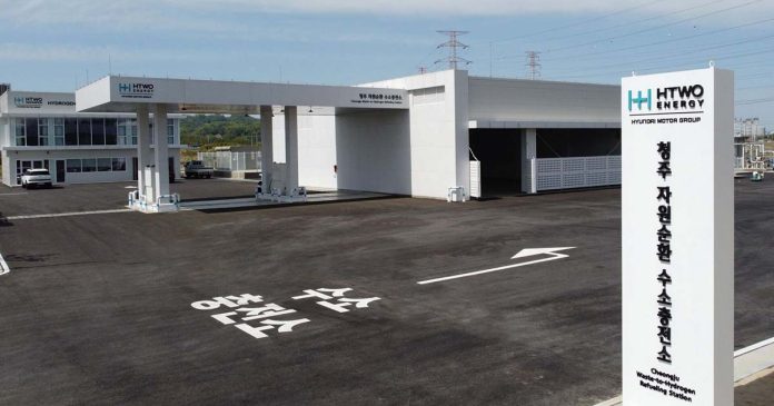 Unidade HTWO ENERGY Cheongju da Hyundai dedicada à produção de hidrogénio a partir de resíduos na Coreia do Sul.