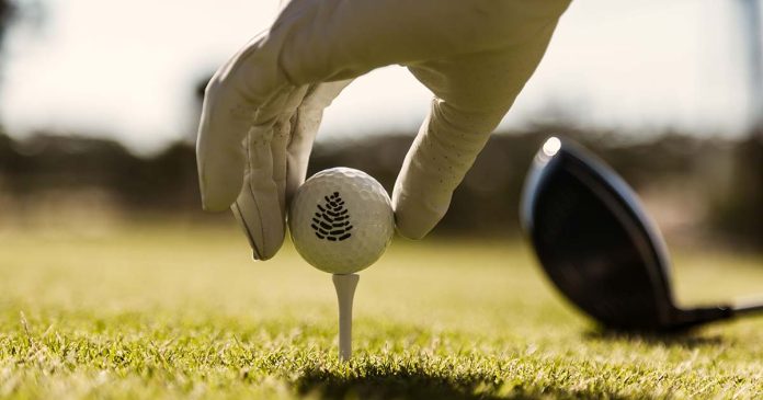 Portugal Legends Championship: bola de golfe colocada num tee, com um jogador a preparar a tacada