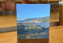História do Guincho cruza reis, naufrágios e surf em ‘Uma Revoada de Histórias’ Livro «Guincho: Uma Revoada de Histórias», sobre a história do Guincho, em pé numa mesa de madeira