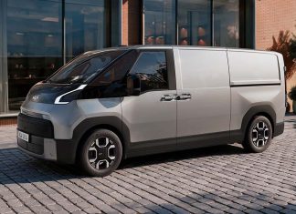 Kia PV7 elétrico aposta no espaço e na versatilidade para transportar pessoas e mercadorias Kia PV7 elétrico Cargo visto de perfil em ambiente urbano