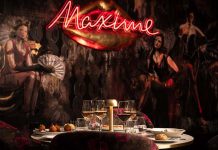 Programação do Maxime reúne cabaret, humor e noites imersivas até ao Réveillon Programação do Maxime numa sala com decoração de cabaret e mesa preparada no espaço lisboeta
