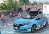 Nissan leva carros sem condutor às ruas do Reino Unido para estudar como poderão servir as cidades Nissan LEAF do projeto ADventure ilustrado num cenário urbano de Cambridge, com tecnologia de condução autónoma