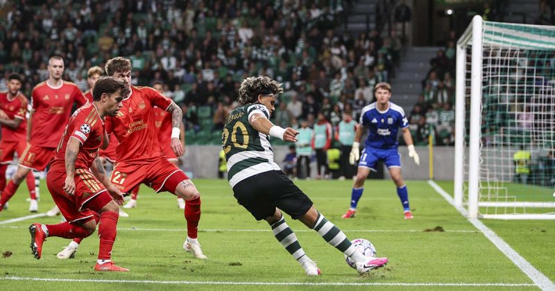Sporting perde em Alvalade frente ao LASK Linz, com Gon&ccedil;alo Ara&uacute;jo a rematar &agrave; baliza austr&iacute;aca