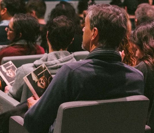 Teatro em Lisboa ganha acompanhamento gratuito para quem não consegue ir sozinho Teatro em Lisboa: espectadores sentados numa sala de espetáculos, alguns com programas nas mãos