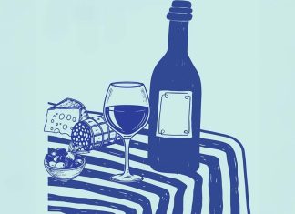 Vinhos e queijos alentejanos vão pôr à prova a preferência pelos tintos lustração de vinhos e queijos alentejanos, com garrafa e copo de vinho, queijos e azeitonas sobre uma mesa.